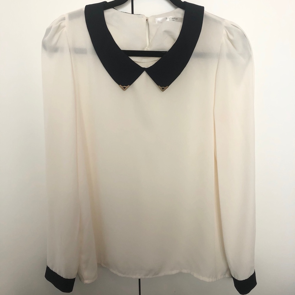 Long Sleeve White Chiffon Blouse